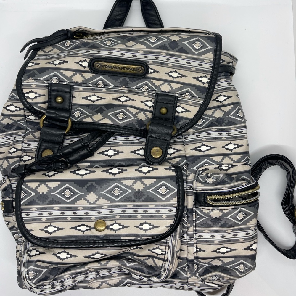 Stone Mountain Black and White Tribal Design Mini Backpack